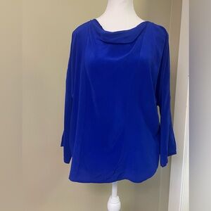 Liz Claiborne Vintage 80s/90s Cobalt Blue 100% Silk Women's Blouse